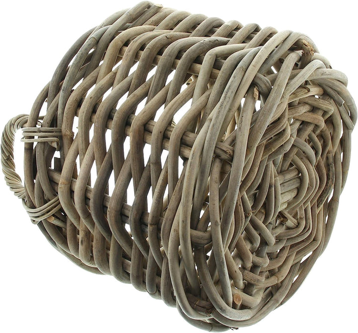 Dekoleidenschaft grosser Rattan-Korb "Rustikal" Ø 50 cm, Aufbewahrungs-Korb, Kaminholzkorb geflochte