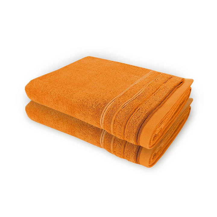 WohnDirect Duschtuch Set 2 teilig - 2 Badetücher (70x140) - Frottee 100% Baumwolle - Orange 2 Badetü