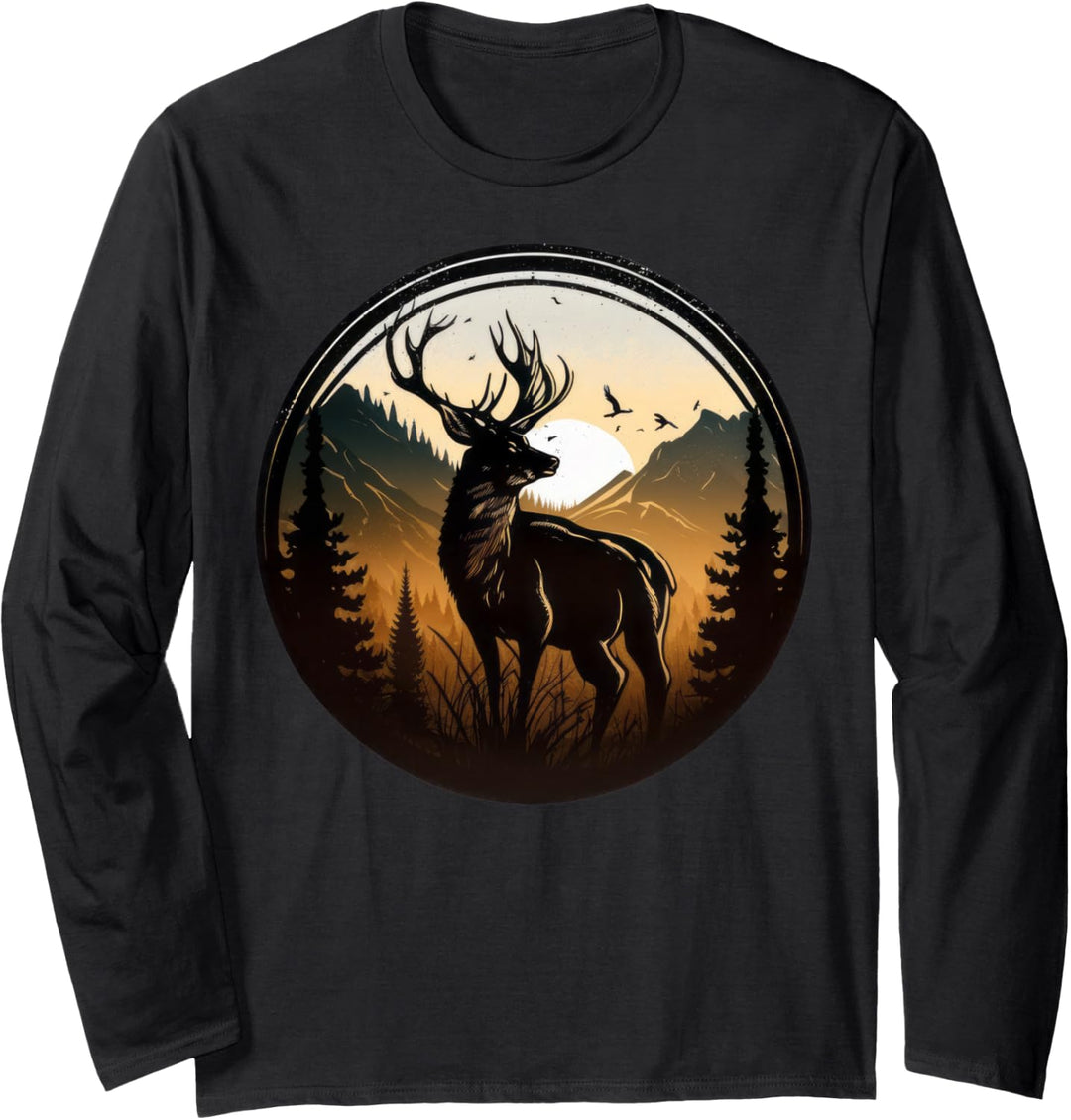 Hirsch im Wald Langarmshirt