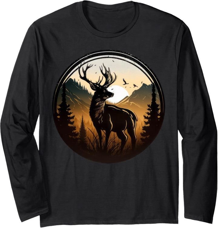Hirsch im Wald Langarmshirt