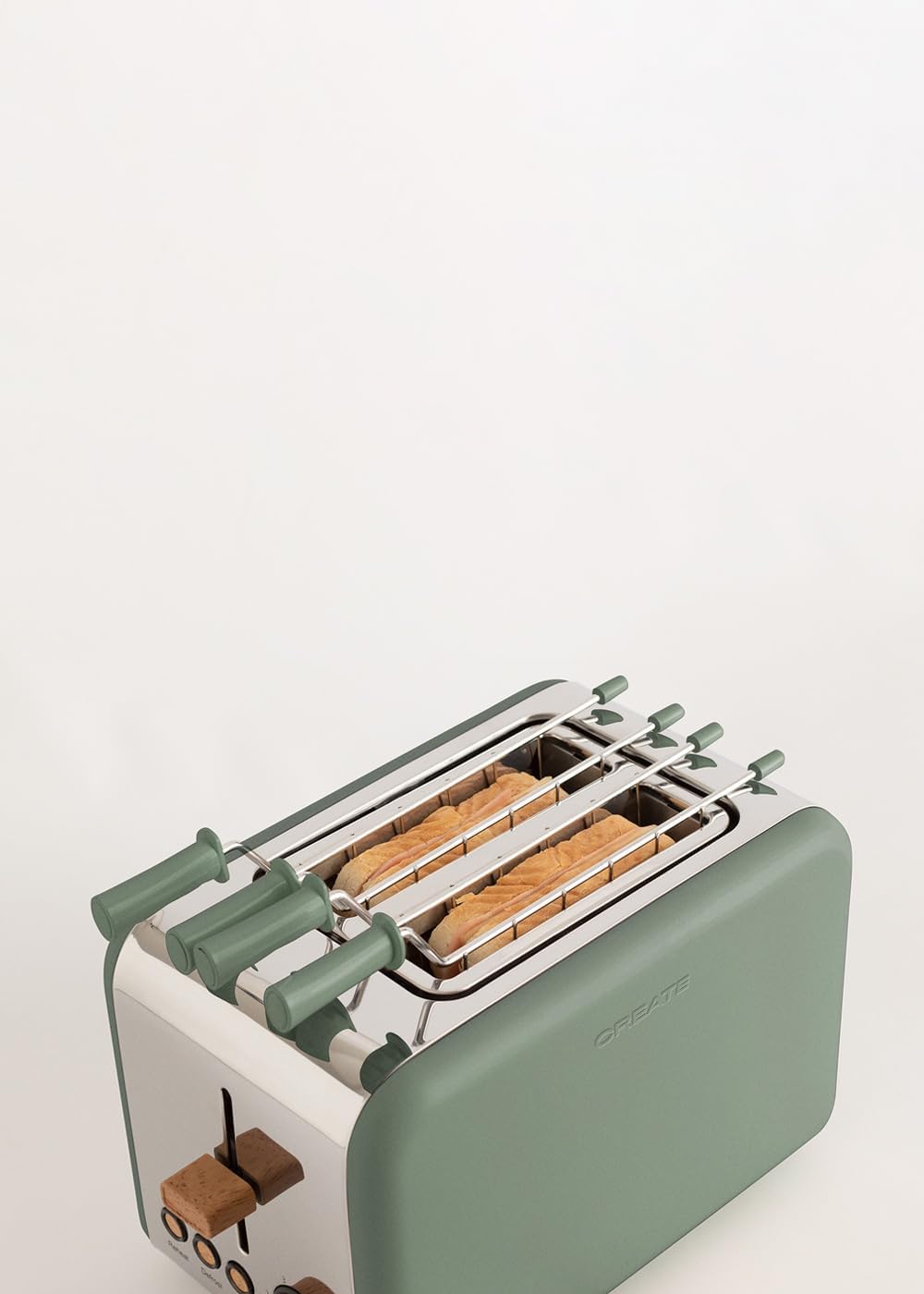 CREATE/SET MIT 2 GITTERZANGEN IN FARBE GRÜN-SAGE/Zubehör zum Zubereiten Sandwiches im Toast Retro M,