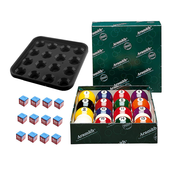 Aramith Premier Billardkugel-Set mit 12 blauen Kreide und Kunststoff-Kugeltablett