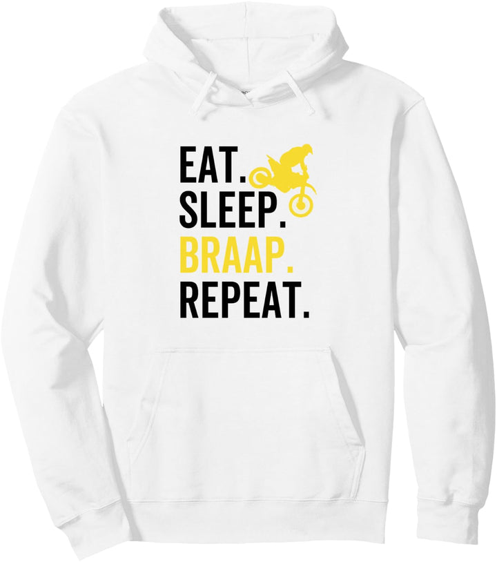 Eat Sleep Braap Wiederholung Lustiger Dirtbike Motocross-Fahrer Pullover Hoodie