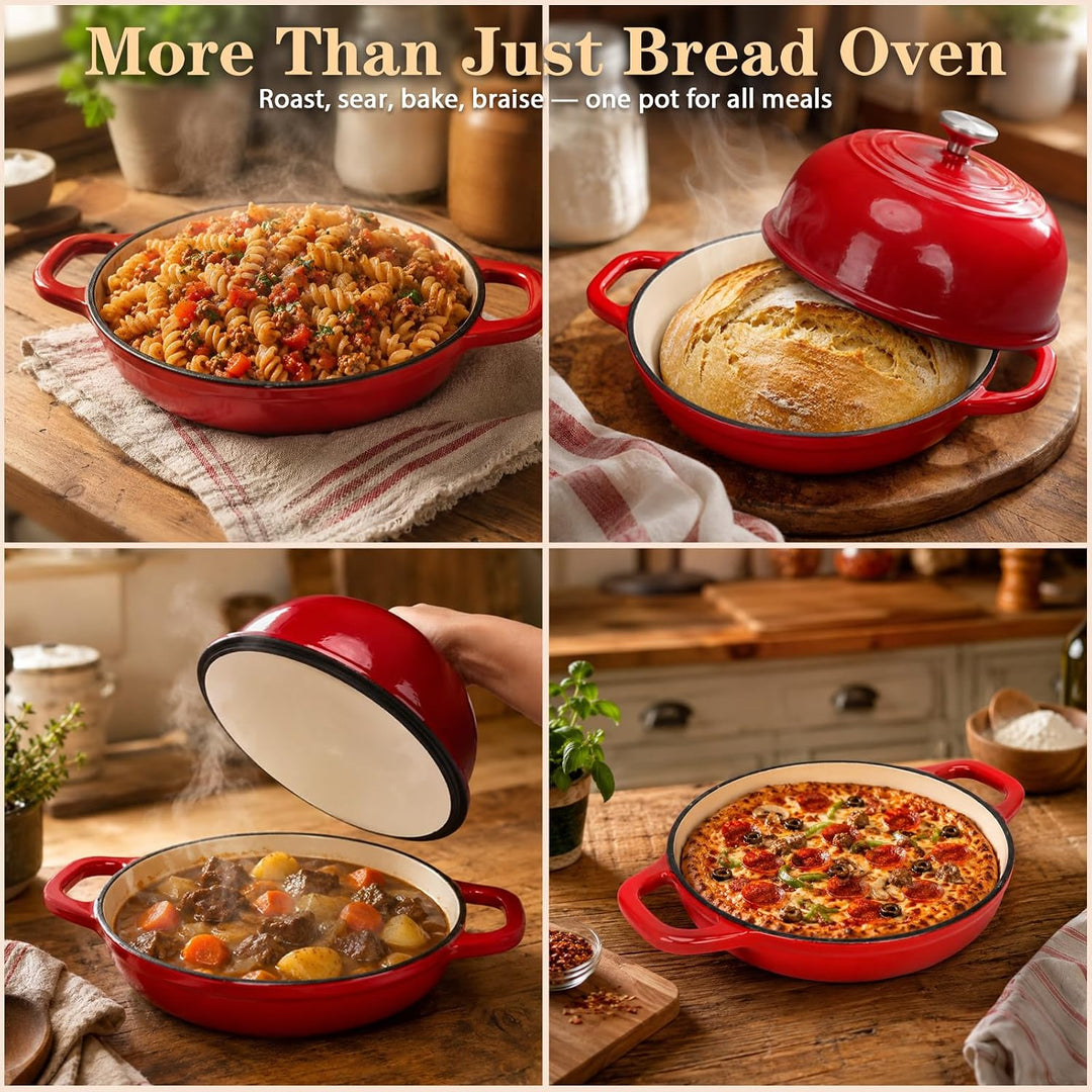 Gusseisen Topf Brot Backen, Schmortopf Gusseisen Topf mit Deckel, Dutch Oven Brotbacktopf mit Gärkor