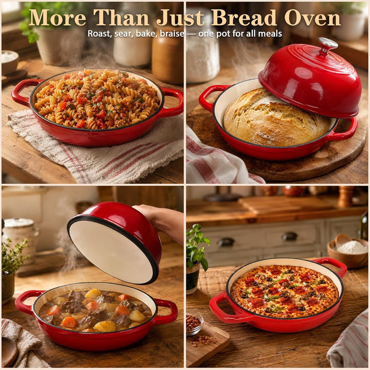 Gusseisen Topf Brot Backen, Schmortopf Gusseisen Topf mit Deckel, Dutch Oven Brotbacktopf mit Gärkor