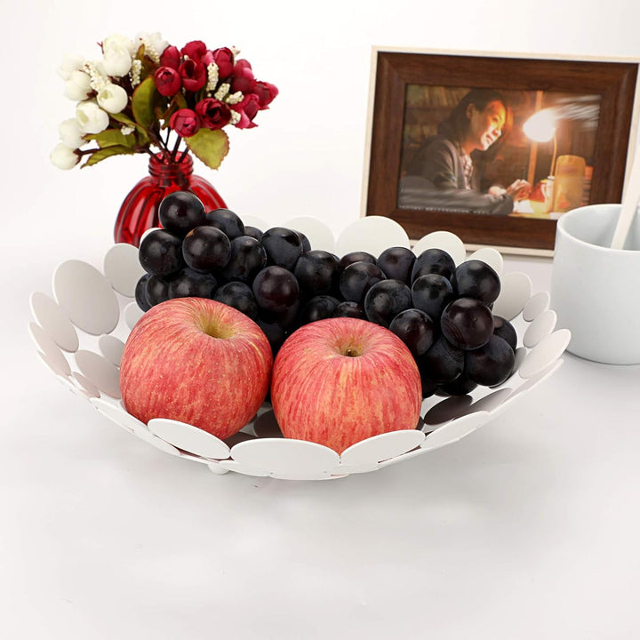 Rund Weiss Obstschale aus Eisen Modern Obstkorb Brotkorb Dekoschale Aufbewahrung für Brot Obst Gemüs