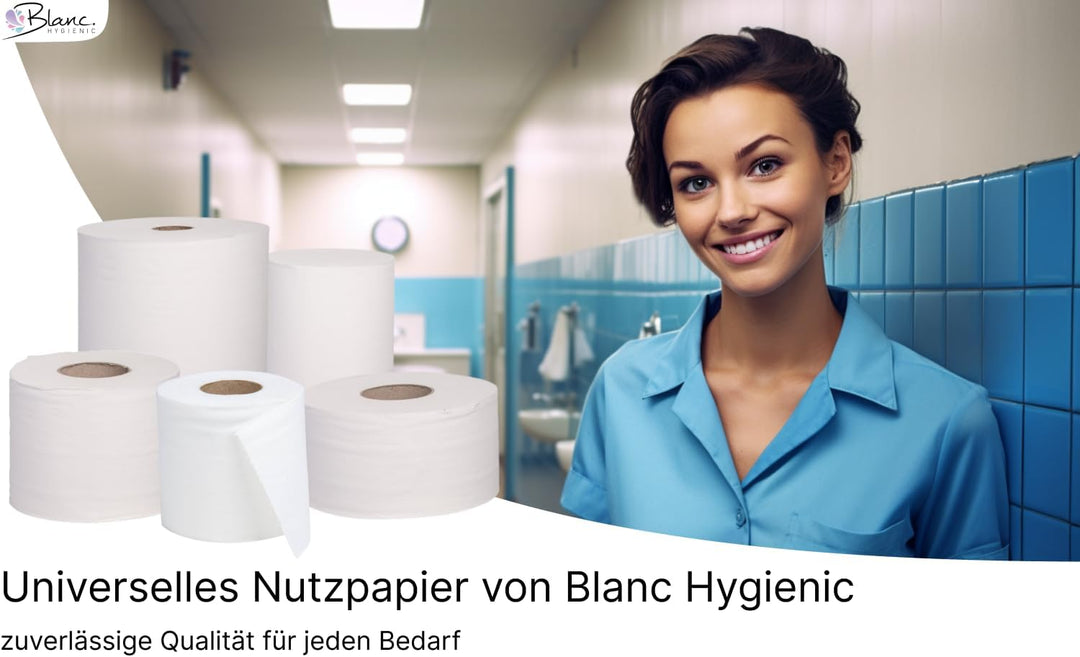 Blanc HYGIENIC Tissue Handtuchrolle – Set mit 6x Handtuchpapier-Rollen à 140 m, 2-lagig, 4 cm Ø Kern