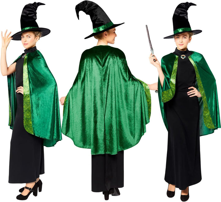 Amscan - Erwachsenenkostüm Professor Mc Gonagall aus Harry Potter, Kleid, Umhang, Hut, Magierin, Zau