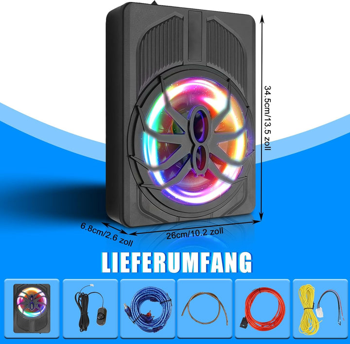 10 Zoll 800W Ultra-Dünner Aktiv-Subwoofer Für Auto/Truck Mit Verstärker, Starker Bass, Frequenz 20Hz