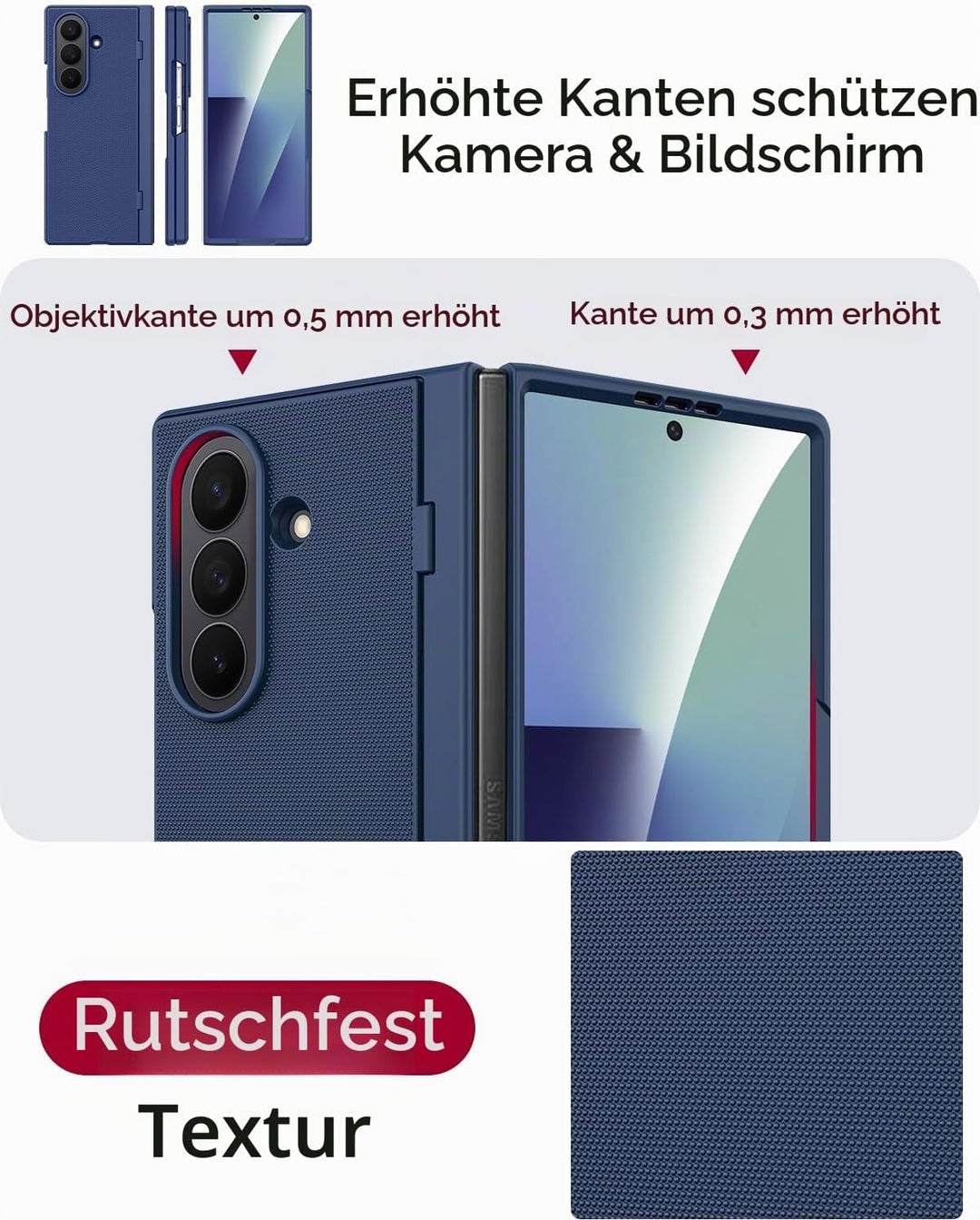 Miimall Kompatibel mit Samsung Galaxy Z Fold 7 Hülle mit Displayschutz, [Tragbarer Ständer] Kratzfes