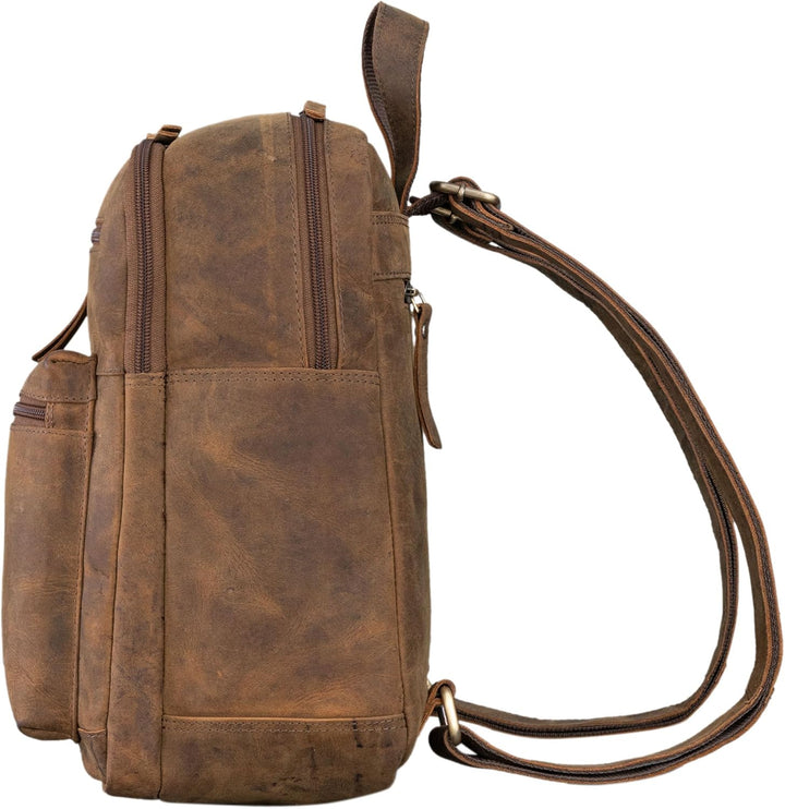 ROYALZ 'Baltimore' Vintage Lederrucksack Mittel-Gross - Echtleder Rucksack für Damen und Herren Neva