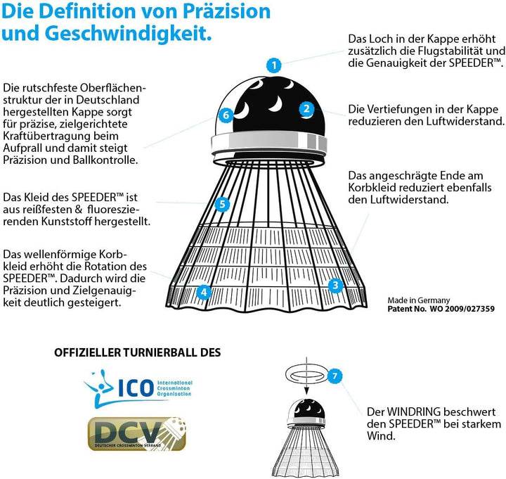Speedminton® Racket Phantom, Weiss/Schwarz/Silber