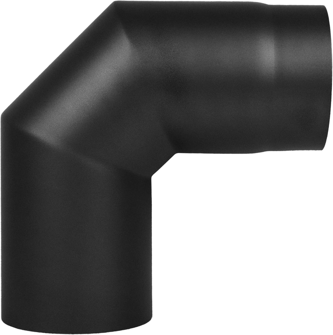 LANZZAS Ofenrohr Bogen 90° Grad ohne Tür, im Durchmesser, DN Ø 150 mm, Farbe: schwarz-metallic - wei