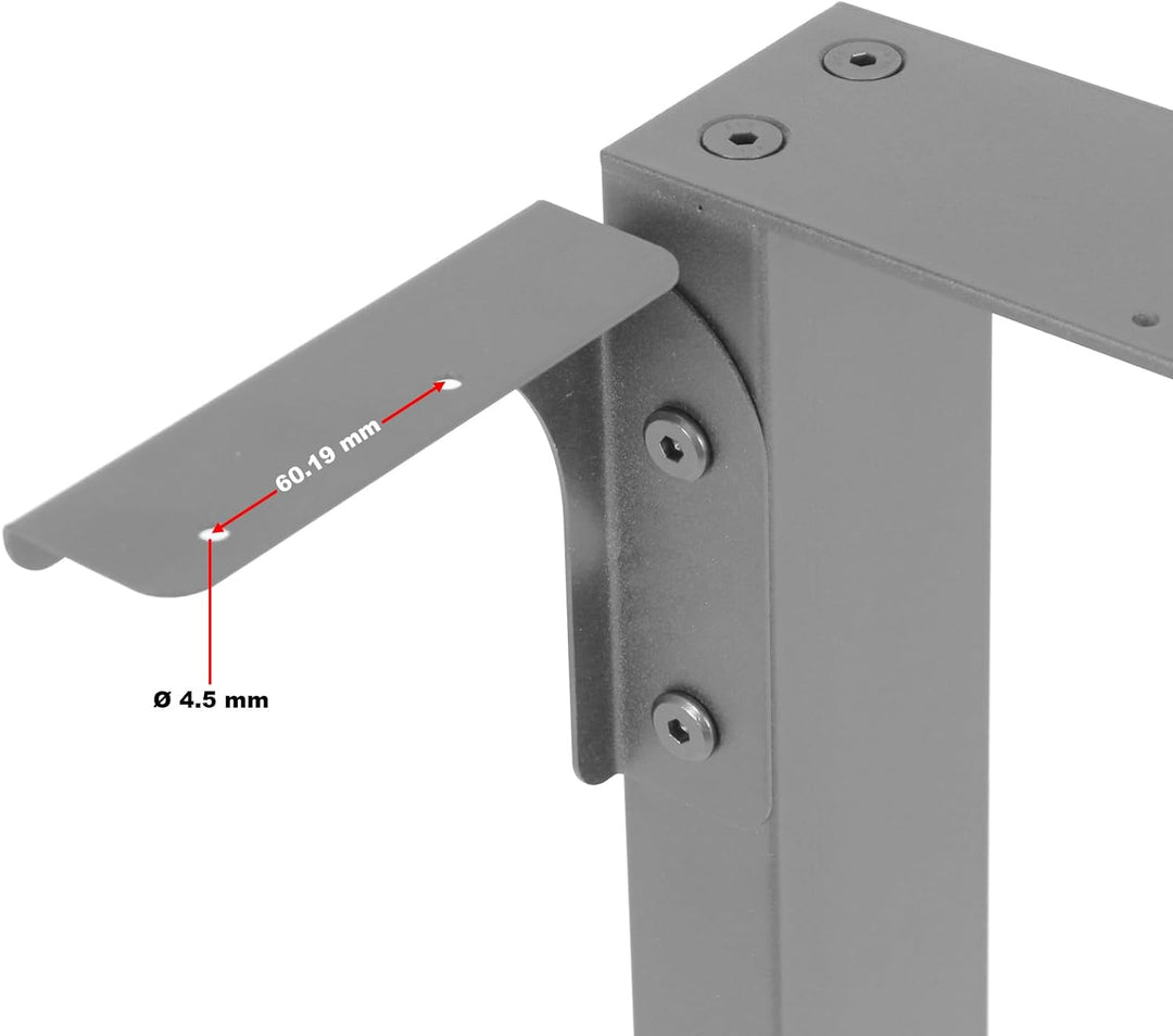 Wiltec Tischkufen Tischbeine aus Vierkantprofilen 64x40 cm grau pulverbeschichtet Tischgestell Tisch