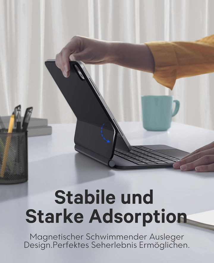 Earto Magic Keyboard Nur für iPad Pro 11 M4 2024, Freischwebendes Stand Tastatur Hülle mit Trackpad