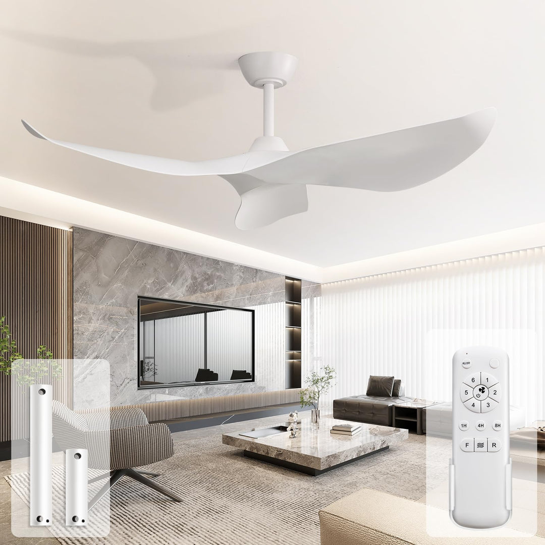 Sofucor Deckenventilator mit Fernbedienung, 97cm Deckenventilator für Schlafzimmer, 3 Flügeln, 6 Ges