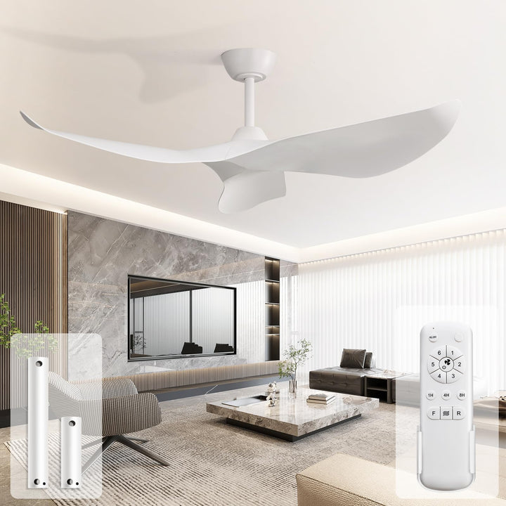 Sofucor Deckenventilator mit Fernbedienung, 97cm Deckenventilator für Schlafzimmer, 3 Flügeln, 6 Ges