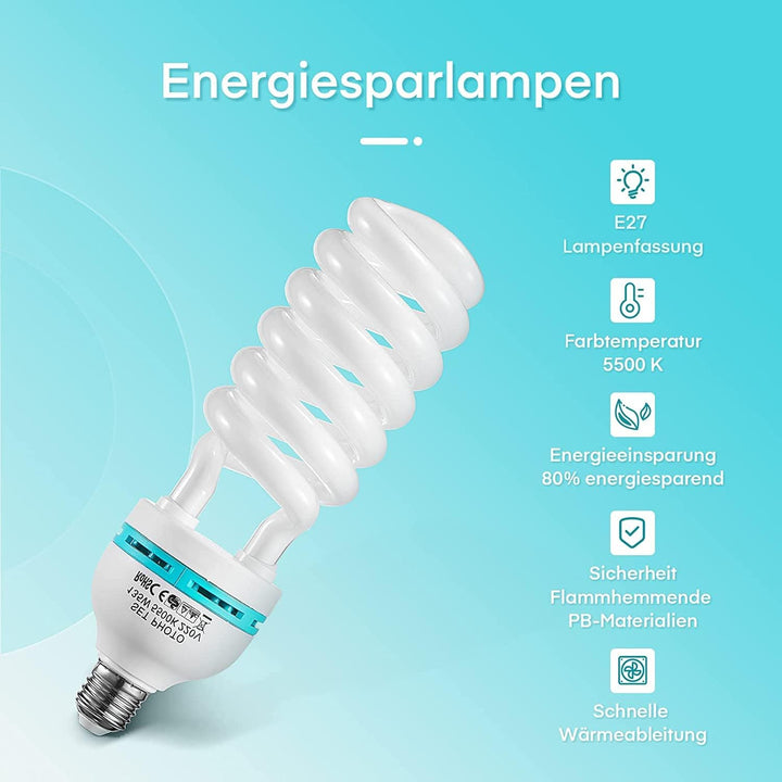 TLGREEN 4 x 135W Spiral-Tageslichtlampe Fotolampe Fotoleuchte, 5500K, E27 Fassung Energiesparlampe S