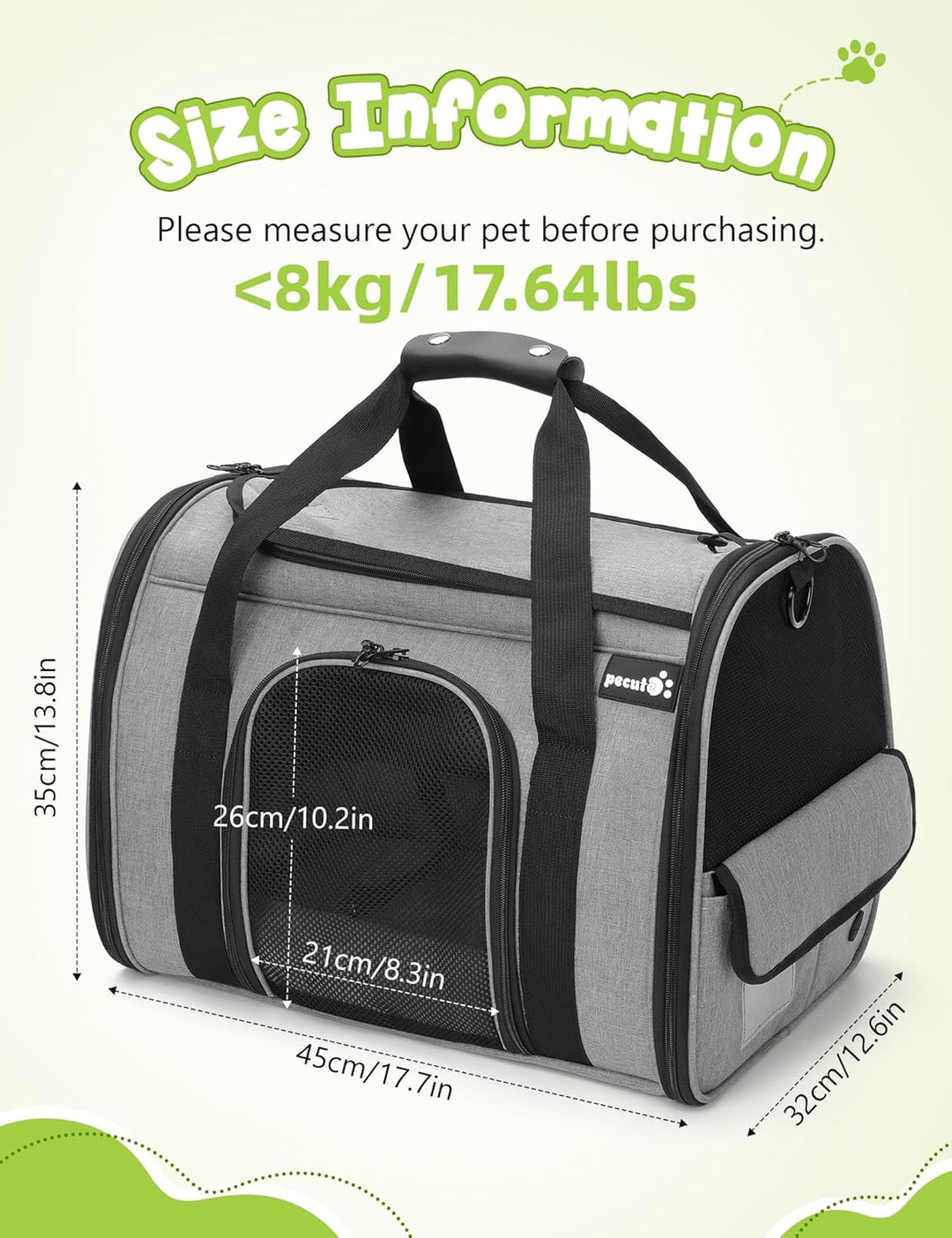 Pecute Transportbox Katze,Katzen Transportboxen mit Haustiernest, Faltbare Katzentasche Transporttas