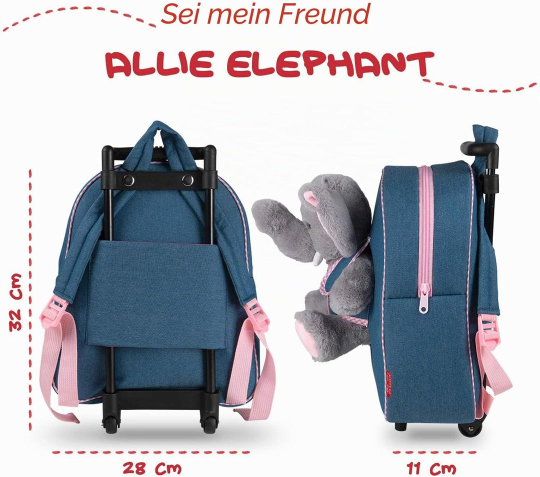 PERLETTI Tasche mit Rollen für Kindergarten und weiches Plüsch, für Kinder von 3 4 5 Jahren – Abnehm
