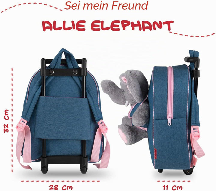 PERLETTI Tasche mit Rollen für Kindergarten und weiches Plüsch, für Kinder von 3 4 5 Jahren – Abnehm