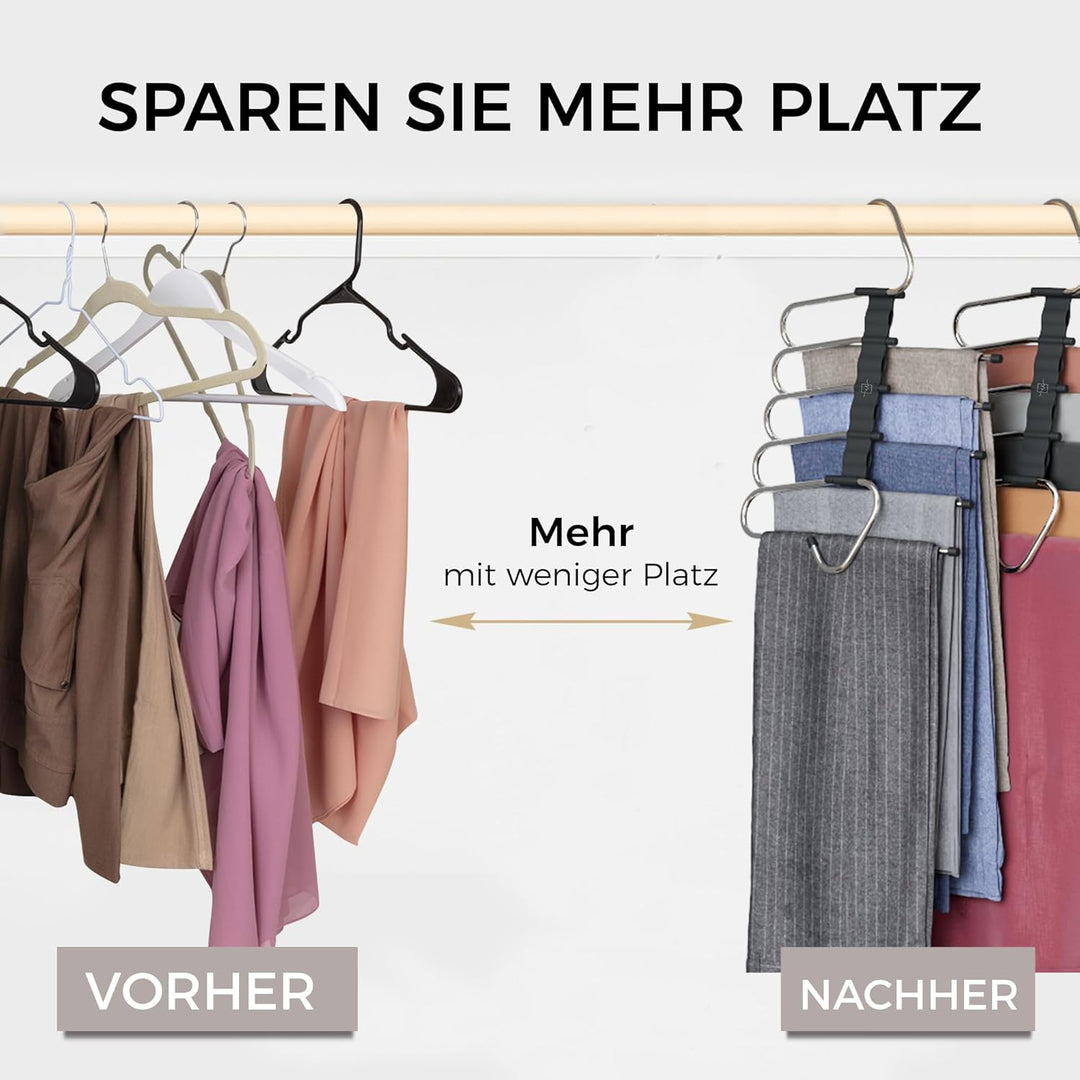 MORALVE Hosenbügel Platzsparend – 2er Pack Mehrfachhosenbügel mit Anti-Rutsch-Beschichtung – Platzsp