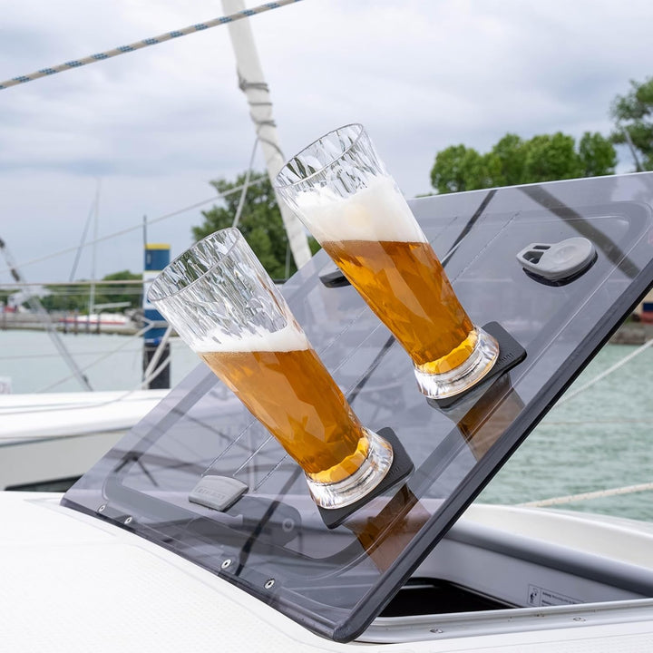 silwy® HIGH-TECH-Kunststoff-Magnet-Gläser inkl. Metall-Nano-Gel-Pads – rutschfeste Campinggläser, Bo