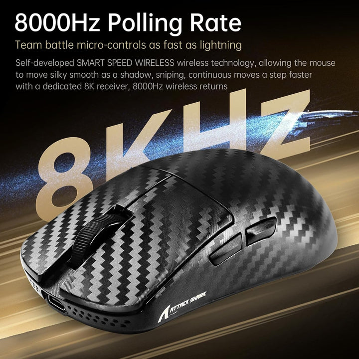 MAMBASNAKE x Attack Shark R11 Ultra Carbon Fiber Wireless Gaming Mouse, 8000Hz, 49g Superlight, 4200