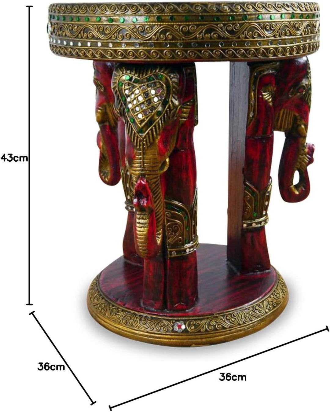 livasia Massivholzhocker Elefantenhocker Beistelltisch (Handarbeit) Glasmosaikverzierung Podest Blum