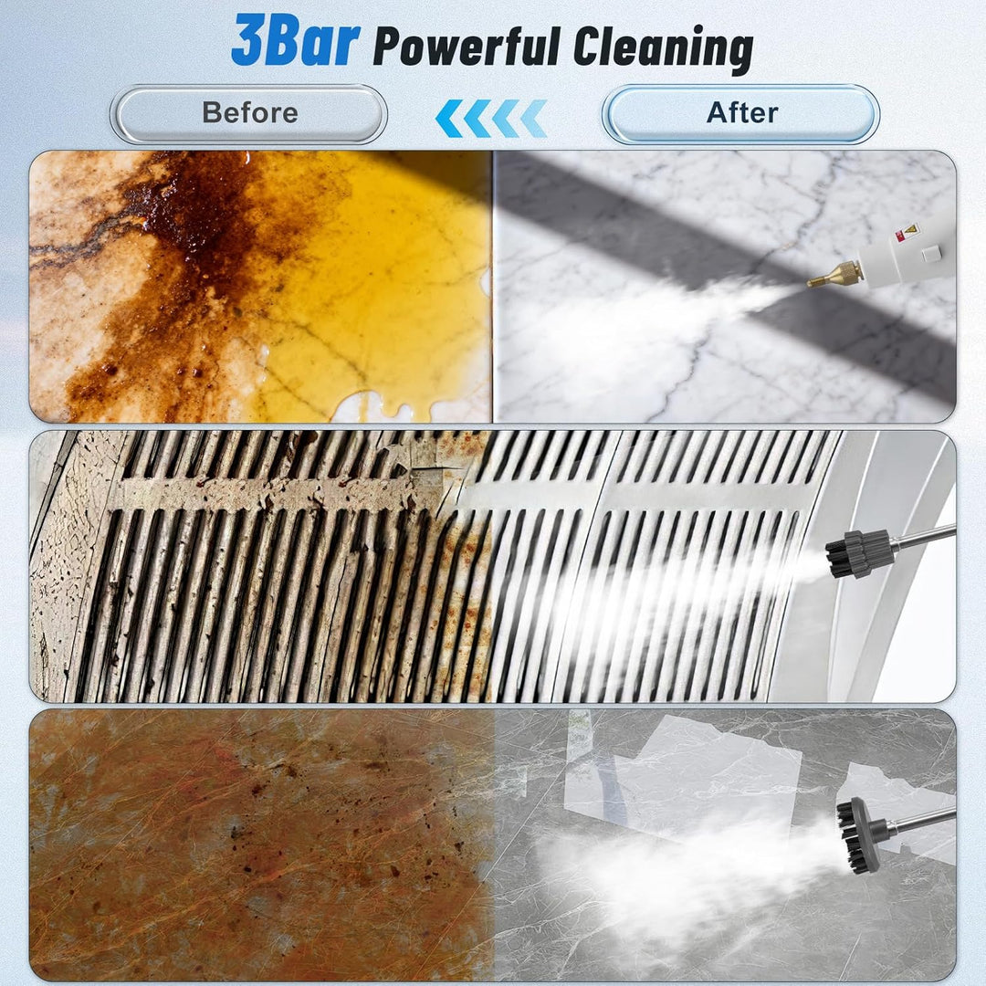 2500W Dampfreiniger, 9-Stufig Einstellbarer Handdampfreiniger, 3 Bar Mehrzweckdampfreiniger mit 1,2L