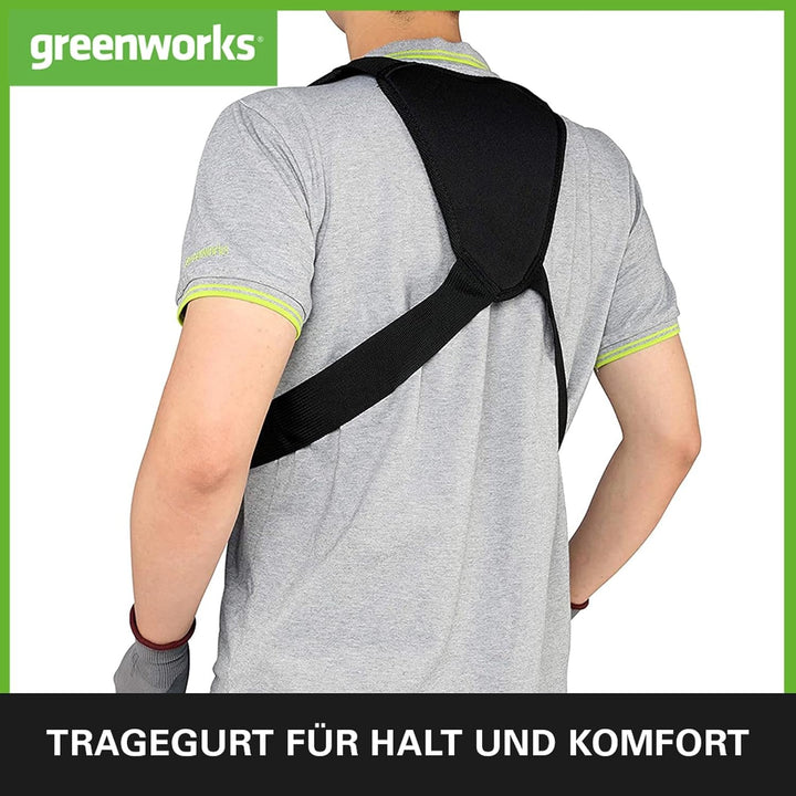 Greenworks 40V Akku Freischneider mit bürstenlosem Motor, Geschirr, verstellbarer Höhe, 40 cm Schnit