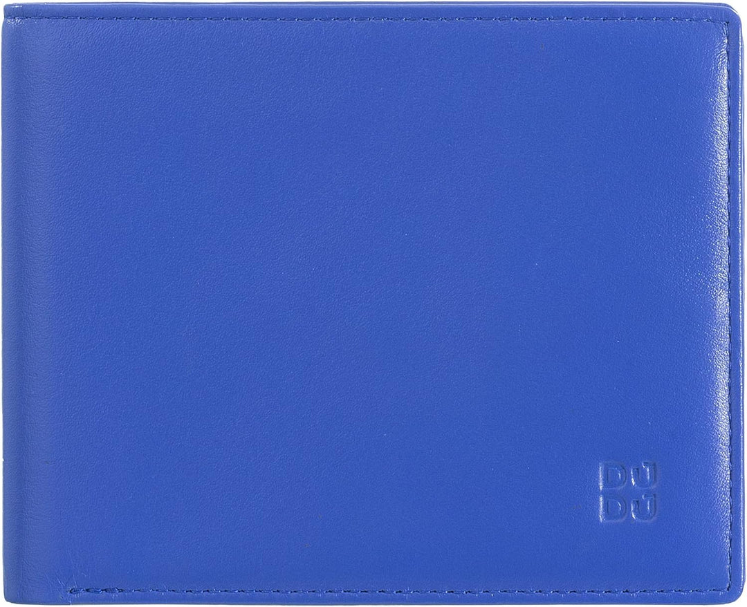 DUDU Herrenbrieftasche RFID aus echtem Leder mit 8 Kartensteckfächern und Geldscheinfach Kornblume,