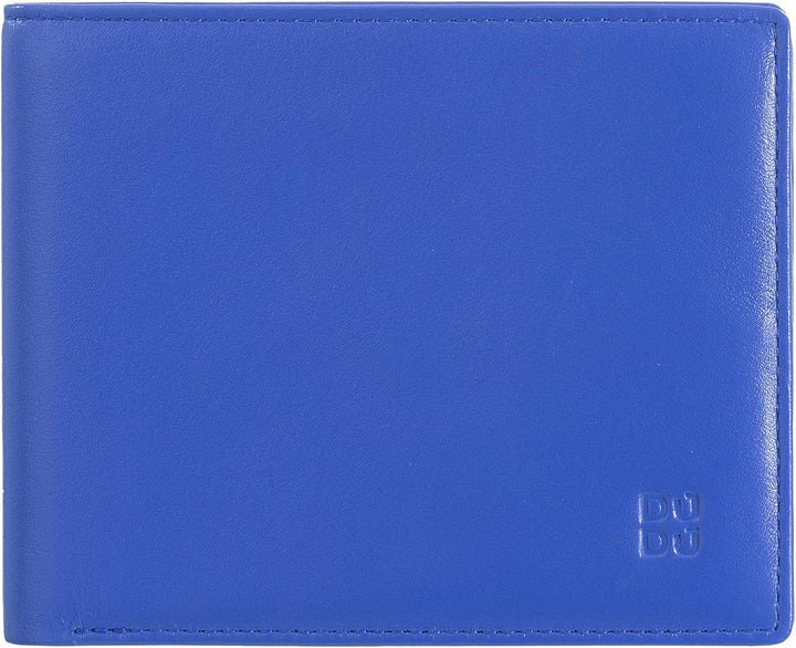 DUDU Herrenbrieftasche RFID aus echtem Leder mit 8 Kartensteckfächern und Geldscheinfach Kornblume,