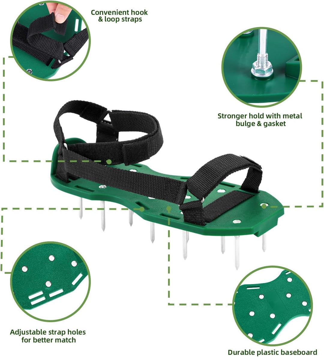 Ohuhu Rasenlüfter Schuhe Nagelschuhe mit Klettverschluss Kostenlose Installation, Rasenbelüfter mit