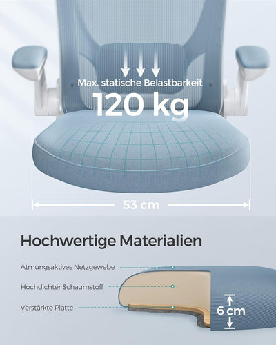 SONGMICS Bürostuhl, Schreibtischstuhl, Drehstuhl mit Netzbespannung, ergonomisch, gepolsterte Lenden