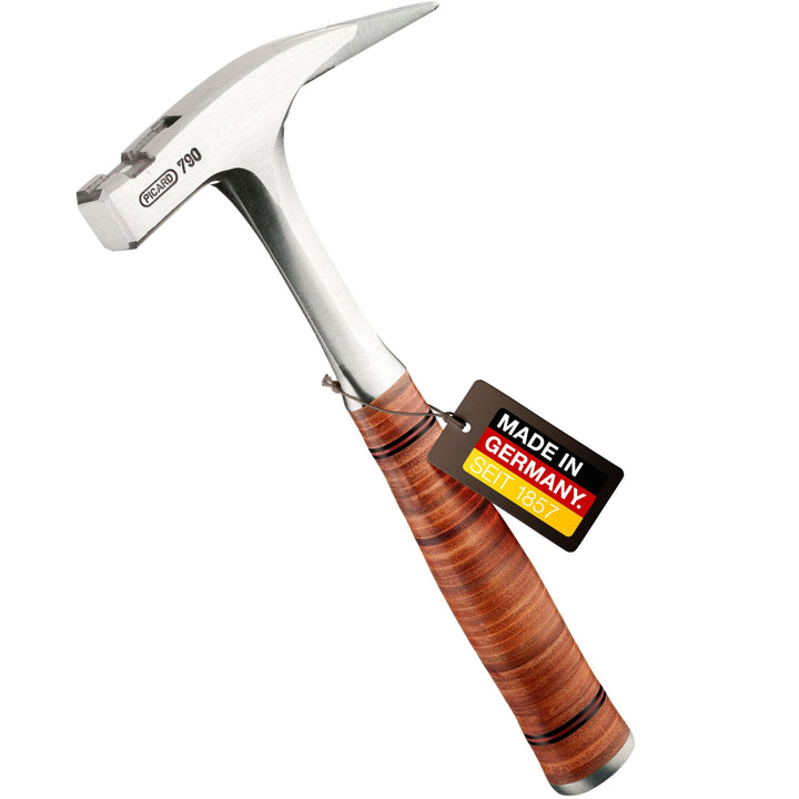 PICARD Ganzstahl-Latthammer Nr. 790 glatt | Magnetischer Nagelhalter | Ledergriff aus verwindungssic