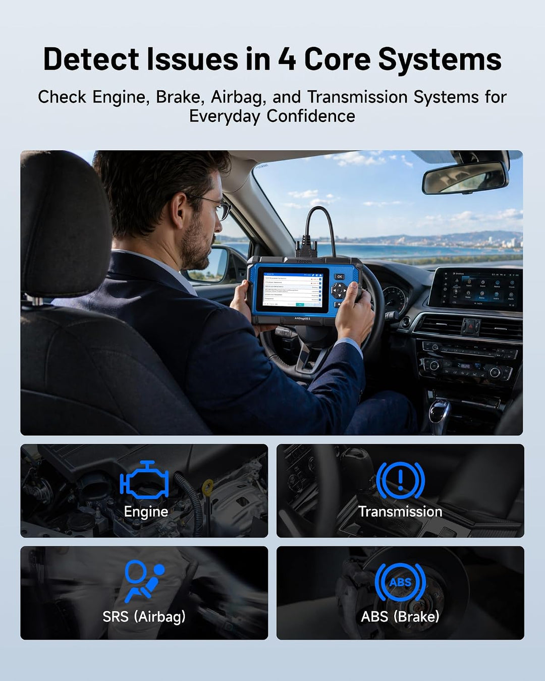 TOPDON AD600S OBD2 Diagnosegerät,8 Reset-Services für Öl,BMS,ABS,SAS,elektrische Parkbremse,Russpart