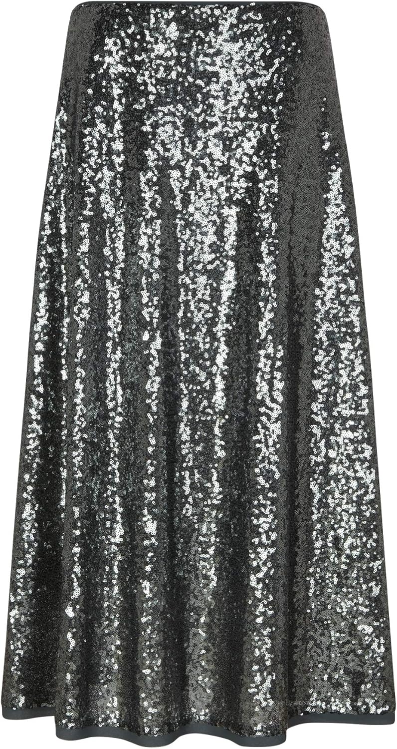 s.Oliver BLACK LABEL Damen Midirock mit funkelnden Pailletten Green 42