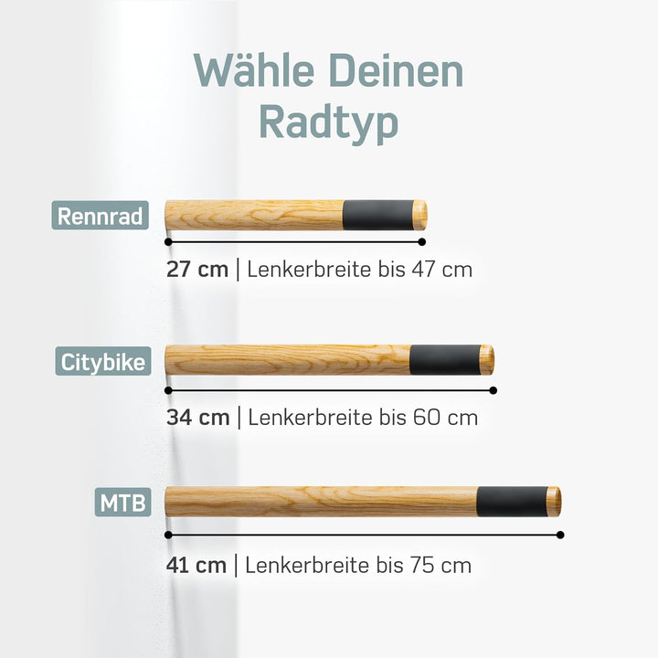 Borgen Fahrrad Wandhalterung Holz mit 20 kg Tragkraft - stabile Fahrradhalterung Wand für Rennrad, M
