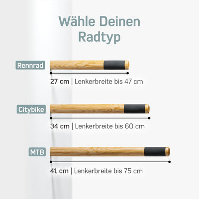 Borgen Fahrrad Wandhalterung Holz mit 20 kg Tragkraft - stabile Fahrradhalterung Wand für Rennrad, M