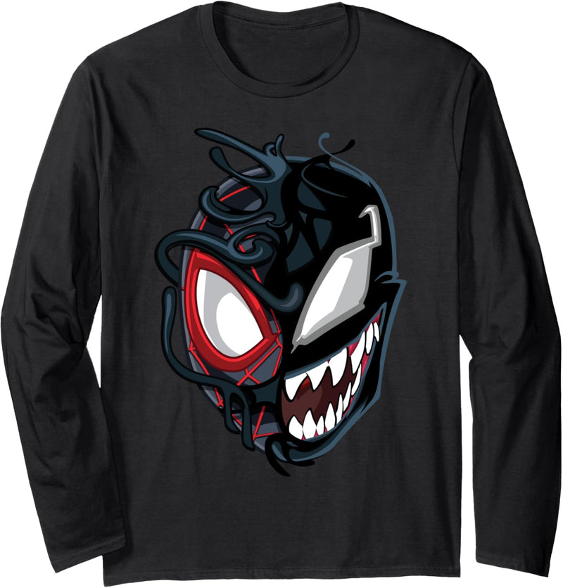 Marvel Spider-Man Venom Miles Split Face Langarmshirt