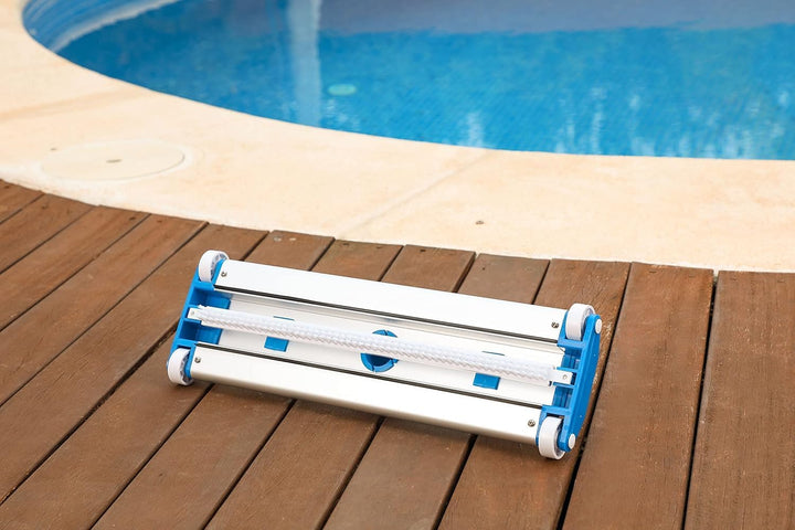 SIQUA Aluminium-Poolreiniger mit Vier Rädern und Schleppbürste, Anschluss an Ø38 mm Saugschlauch, Lä