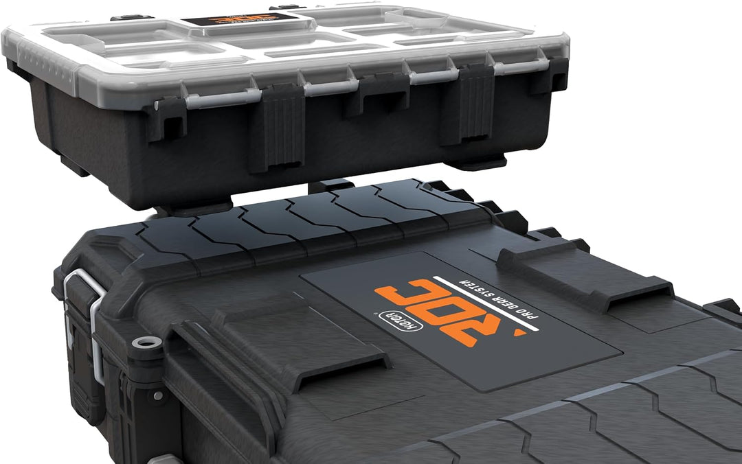 Keter ROC Pro Gear Heay Duty Halber Organizer, 25 Jahre Garantie, herausnehmbare Behälter, stapelbar