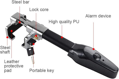 Blueshyhall Lenkradkralle mit Alarm, 130dB Lenkradschloss mit Alarm für Auto, Auto Diebstahlsicherun