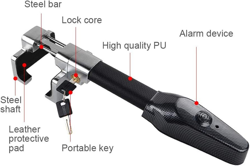 Blueshyhall Lenkradkralle mit Alarm, 130dB Lenkradschloss mit Alarm für Auto, Auto Diebstahlsicherun