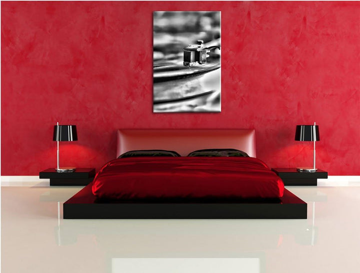 Monocrome, Schallplatte, Format: 100x70 auf Leinwand, XXL riesige Bilder fertig gerahmt mit Keilrahm