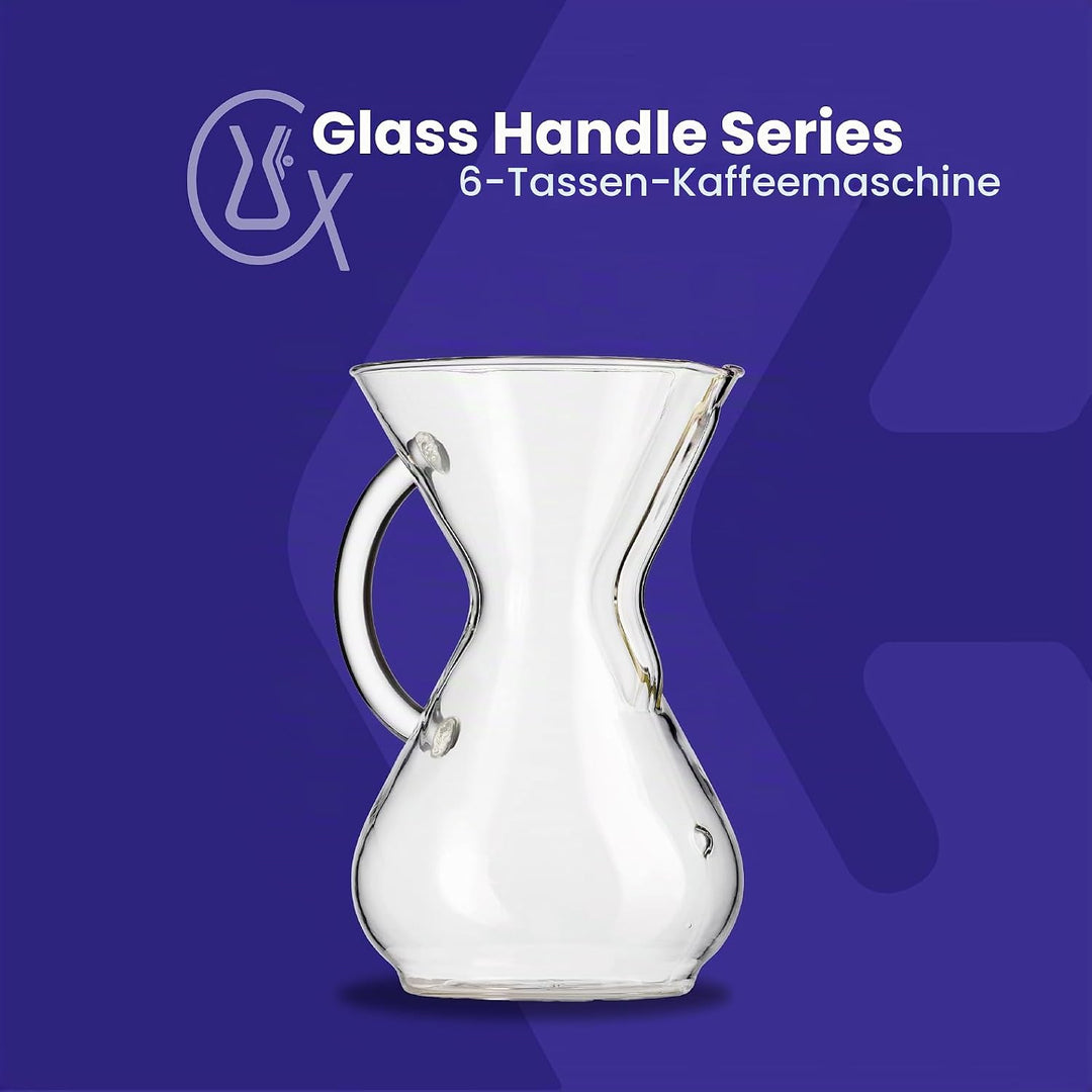 Chemex,CM-6GH,Kaffee AA8Zubereiter, Edelstahl,rostfrei, Farblos, mitGlasgriff, für bis zu 6Tassen mi