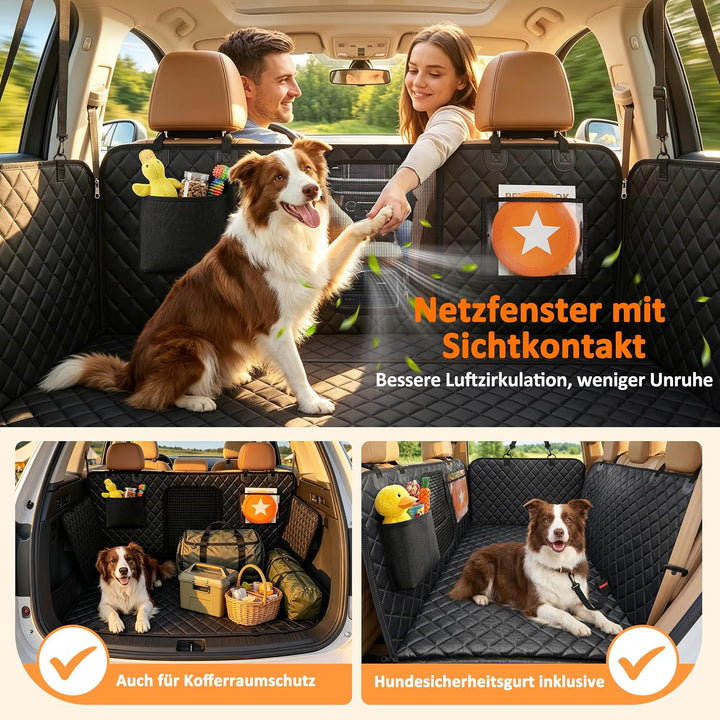Hundedecke Auto Rückbank mit Hartboden, 137 x 63cm, Hunde Autositz Rückbank für grosse Hunde, stabil