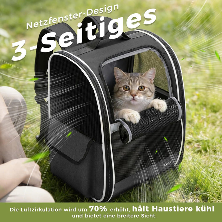 Lekesky Katzen Rucksack Hunderucksack für Mittel/Kleine Haustiere(2-10KG), KatzenRucksack mit Netzfe