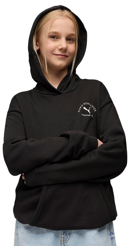 PUMA Mädchen Class Relaxed Hoodie Tr G Sweatshirt (1er Pack) 176 Puma Schwarz, 176 Puma Schwarz